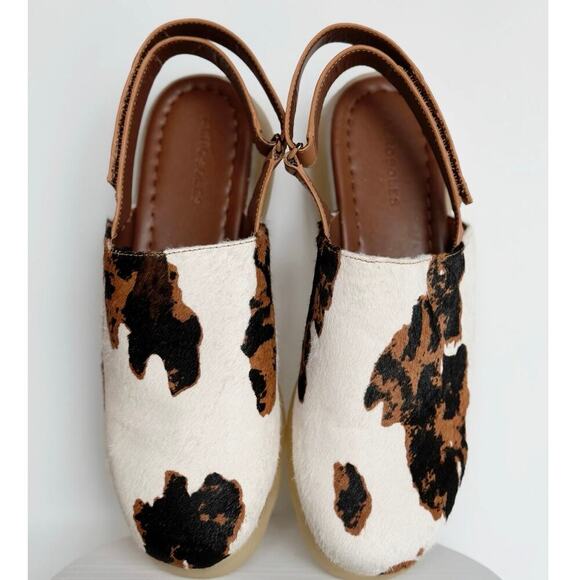 NEW AEROSOLES Wreeland Pony Hair Slingback Mule Womens 10 White Brown Wave Sole - Picture 3 of 10